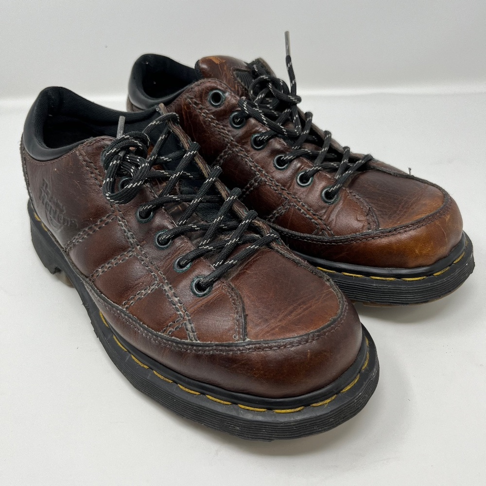 Doc Dr Martens Oxford Lace Up Chunky Shoes Brown Leather Size 7 Men//8 Women